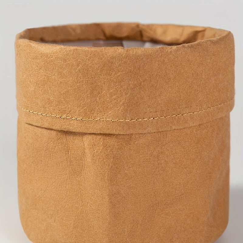 Saco De Armazenamento De Papel Kraft Redondo, Espessado e Lavável, Saco De Papel Durável, Saco De Armazenamento De Pão e Legumes, 1Pc