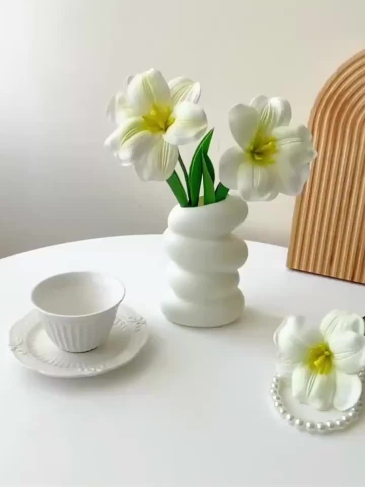 Vaso de plástico branco espiral, recipiente criativo do arranjo floral, ornamento nórdico, cozinha, vivendo, quarto, decoração do lar, 1pc