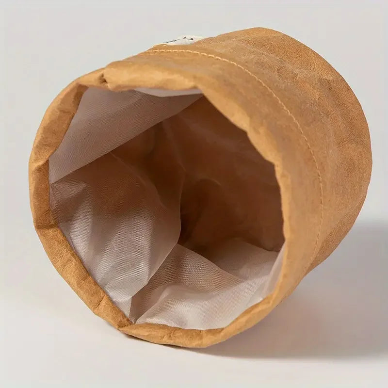 Saco De Armazenamento De Papel Kraft Redondo, Espessado e Lavável, Saco De Papel Durável, Saco De Armazenamento De Pão e Legumes, 1Pc