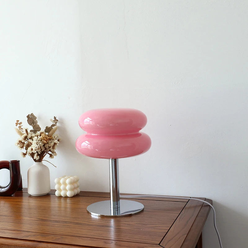 Macaron Glass Table Lamp, escurecimento tricromático, Sala de estar Lâmpadas Atmosfera, Eye Protection Night Light, Girl Bedside Decor