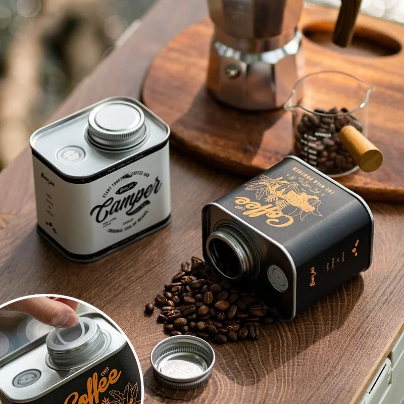 Latas seladas de grãos de café, lata para acampamento ao ar livre, armazenamento de embalagens, latas de lata para manter a respiração fresca, 1 peça