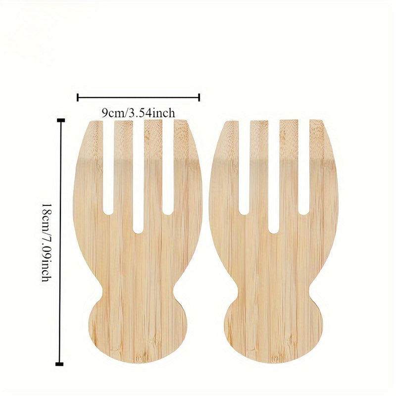 Mãos de Salada de Bambu Natural - Conjunto de 2 Peças